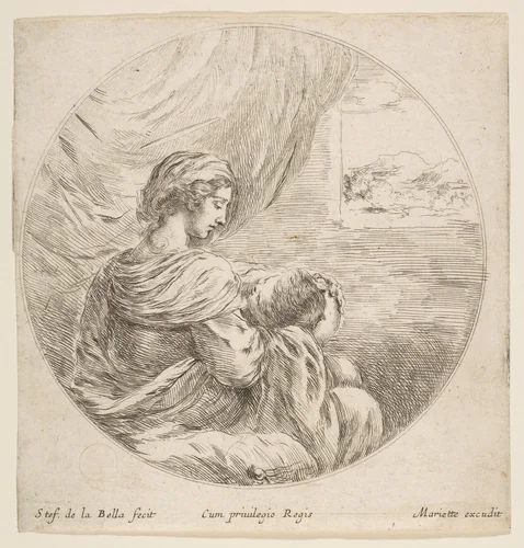 Virgin Nursing the Christ Child by Stefano della Bella, print, 1636-1646