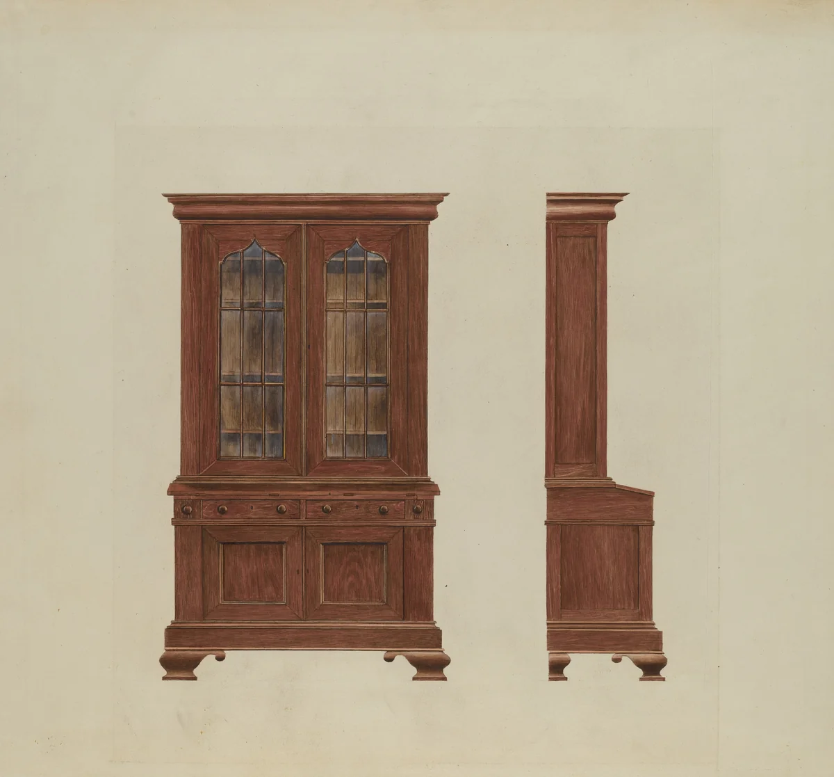 Combination Desk and Bookcase by Ray Price, index of american design, 1937