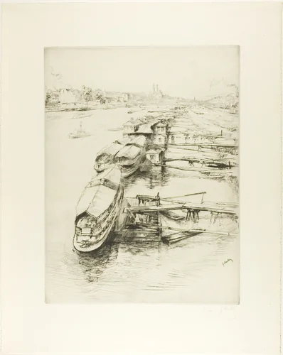 Barges at Auteuil by Gustave Leheutre, print, 1900