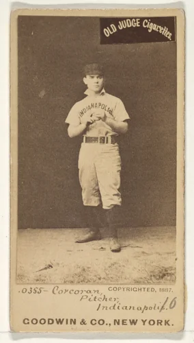 Corcoran, Pitcher, Indianapolis, from the Old Judge series (N172) for Old Judge Cigarettes by Goodwin & Company, photograph, 1887