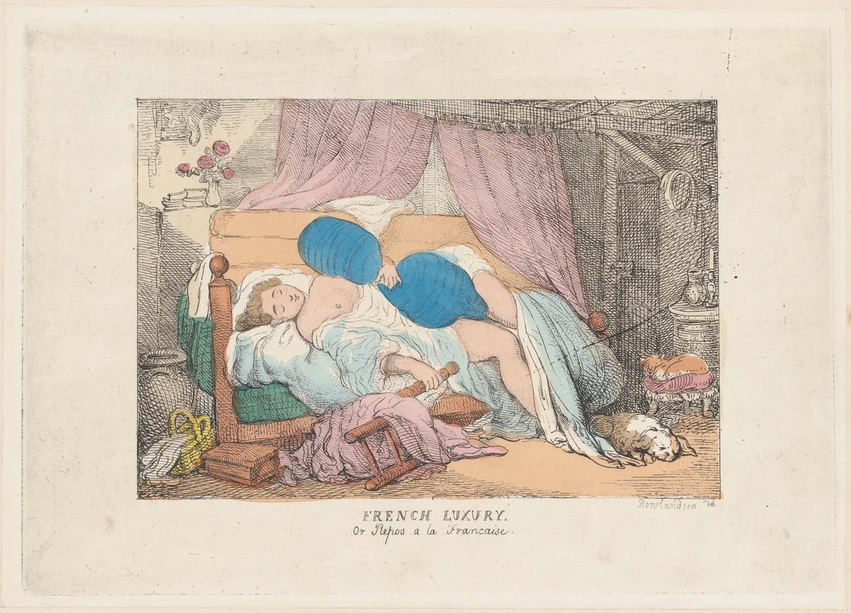 French Luxury, or Repos a la Francaise by Thomas Rowlandson, print, 1800-1820