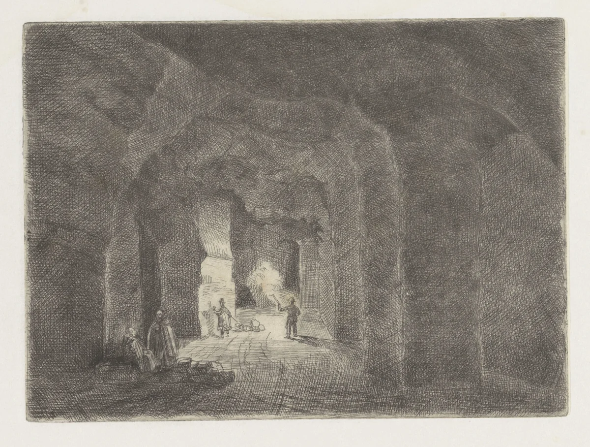Ondergronds gangenstelsel in de Sint Pietersberg te Maastricht by Alexander Schaepkens, print, 1859
