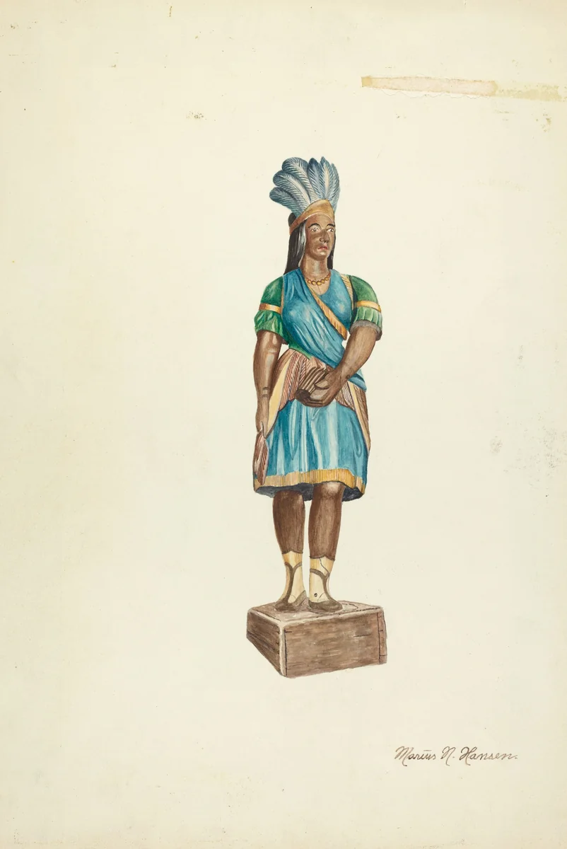 Wooden Indian (Female) by Marius Hansen, index of american design, 1935-1942