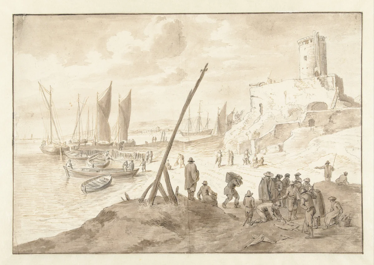 Strandgezicht by Herman Saftleven, drawing, 1619-1685
