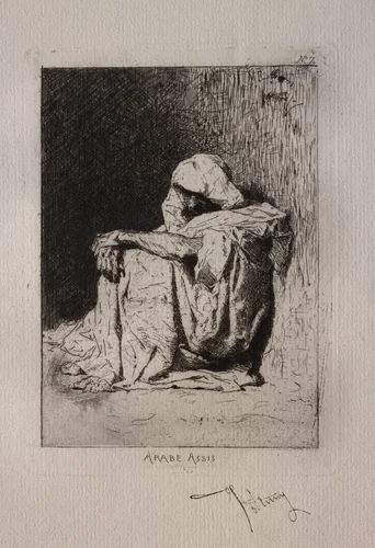 Seated Arab by Mariano Fortuny, print, 1873