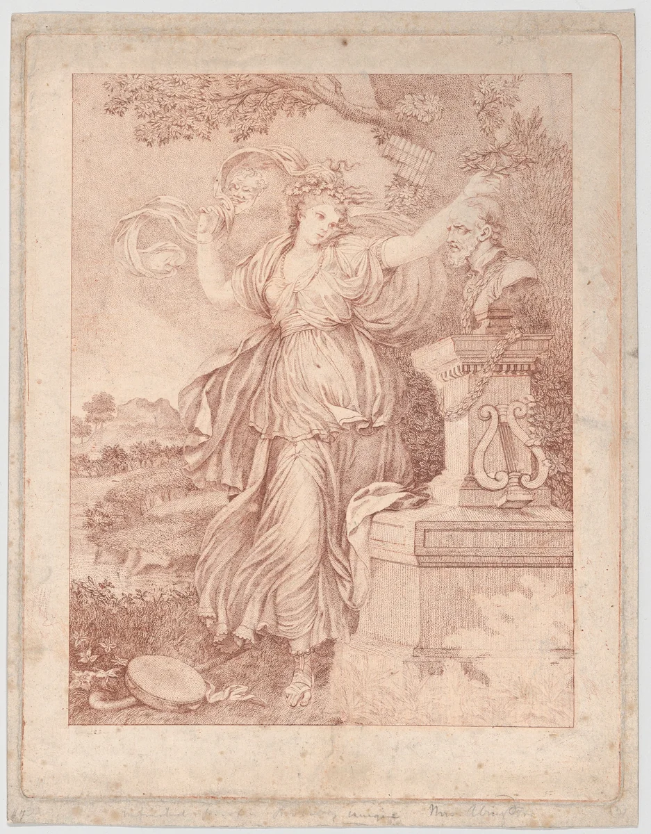 Mrs. Abington as Thalia by Francesco Bartolozzi, print, 1783