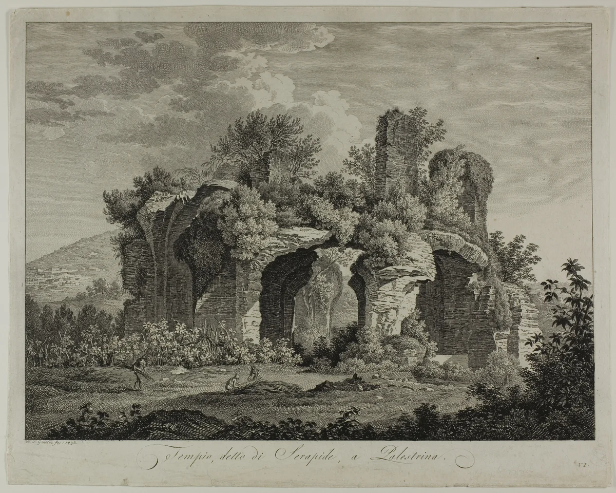 Temple of the Serapide Palestrina by Friedrich Wilhelm Gmelin, print, 1793