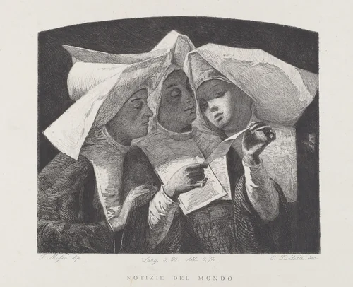 Notizie del mondo [News of the World] by Celestino Turletti; Francesco Mosso, print, 1874