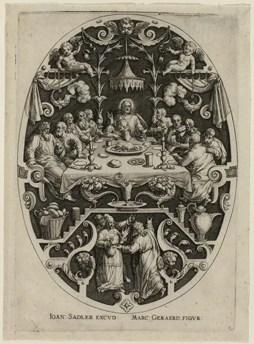 Last Supper, from Passion of Christ by Jan Sadeler, print, 1570-1600