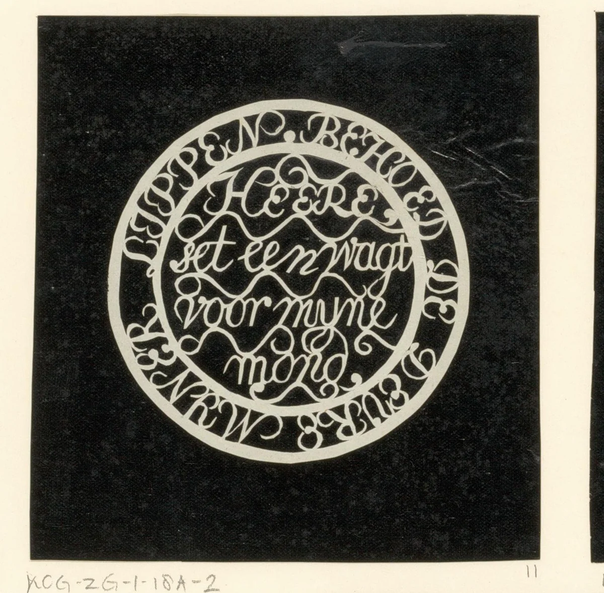 Spreuk: Heere, set een wagt voor mijne mond. Behoed de deure mijner Lippen by anonymous, other, 1750-1849