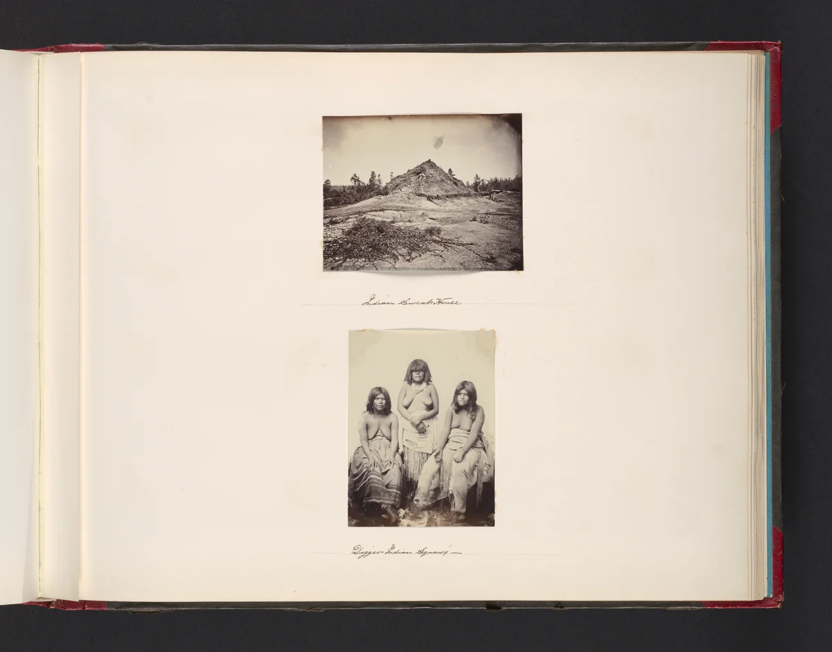 Indian Sweat House; Digger Indian Squaws by John Thomson, photograph, 1865