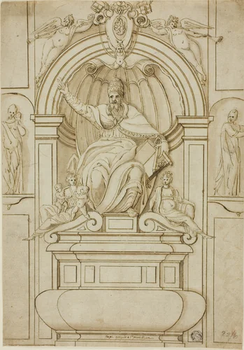 Tomb of Pope Gregory XIV in Saint Peter's by Unknown Artist, drawing, 1600-1699