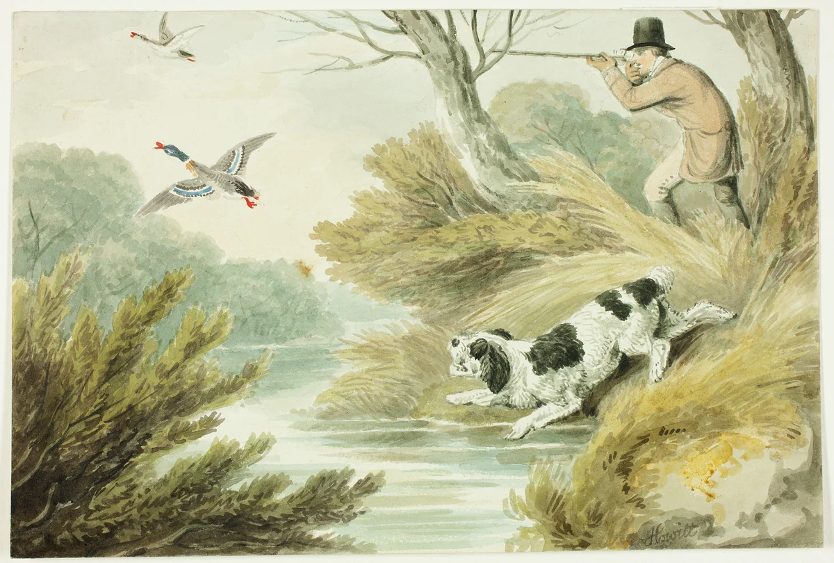 Hunter with Retriever by Samuel Howett, painting, 1776-1822