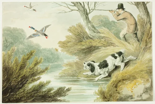 Hunter with Retriever by Samuel Howett, painting, 1776-1822