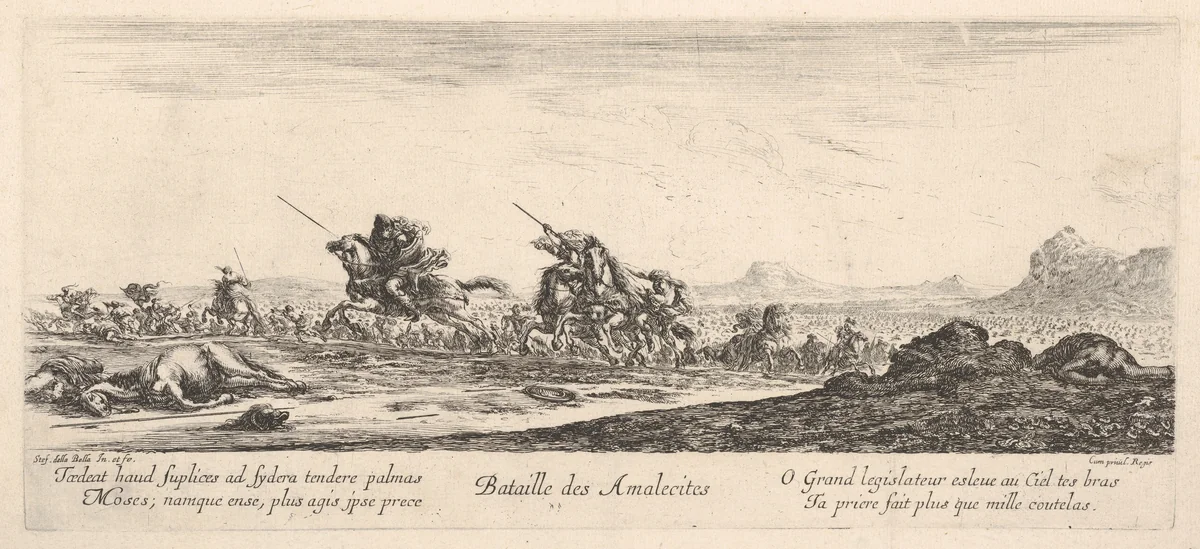 Battle of the Amalekites (Bataille des Amalecites) by Stefano della Bella, print, 1645-1652
