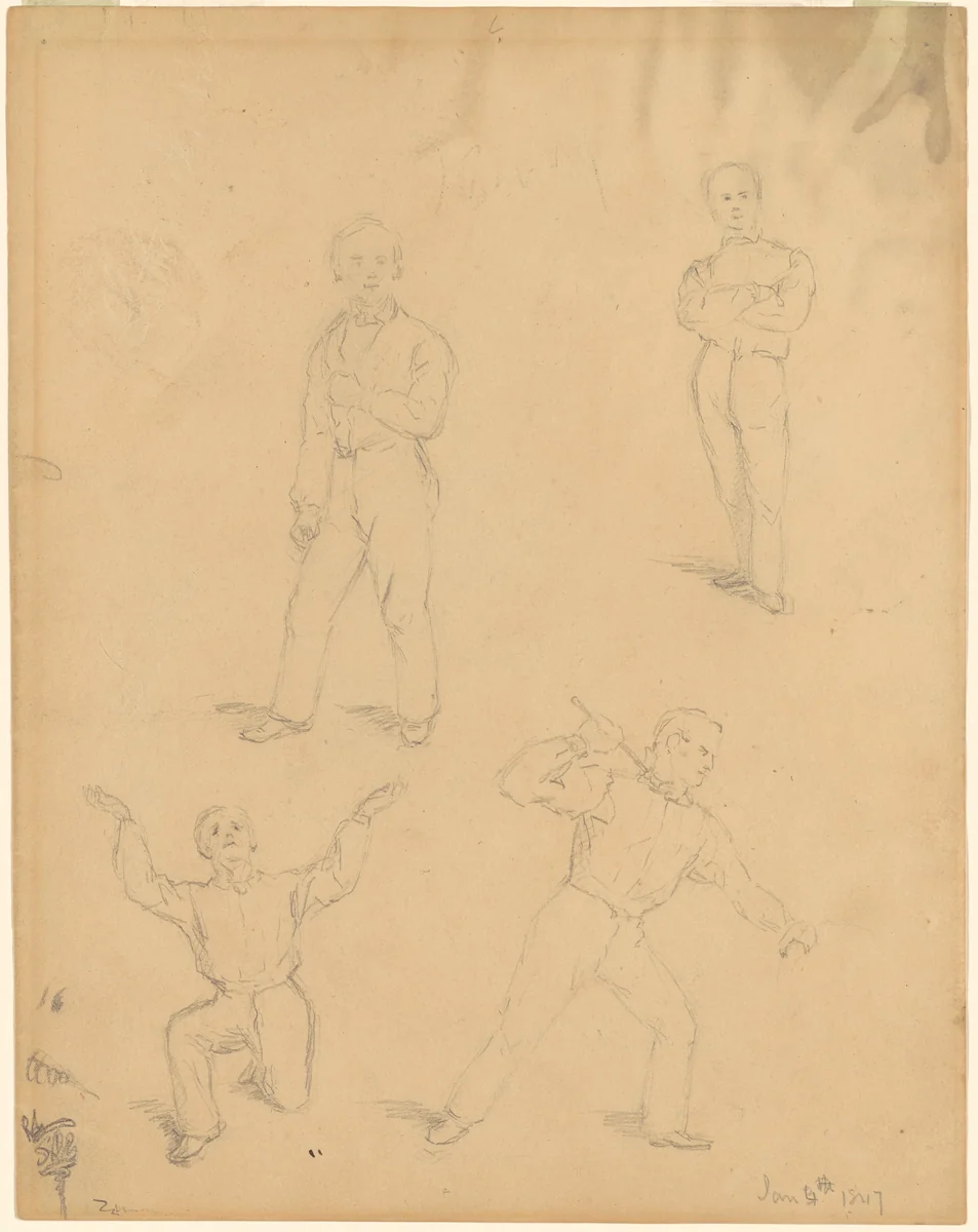 Studies of Men by Sanford Robinson Gifford, drawing, 1847