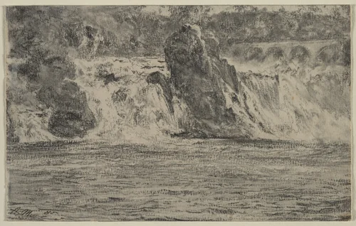 Falls of the Rhine at Schaffhausen (Rheinfall von Schaffhausen) by Adolph von Menzel, drawing, 1885