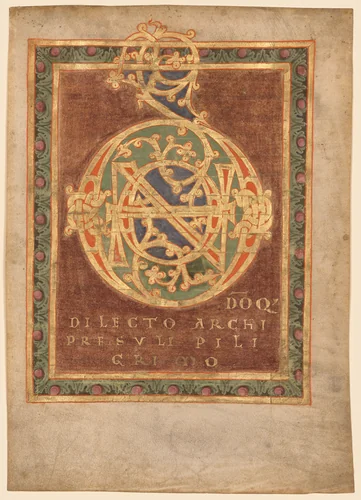 Title Page of Abbot Berno's "Tonarius:" Initial D[omino] by Unknown, manuscript, 1025-1035