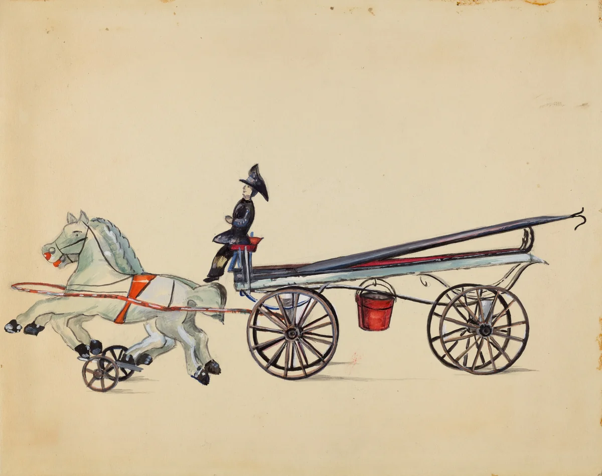 Toy Hook and Ladder, with Two Horses by Mina Lowry, index of american design, 1936