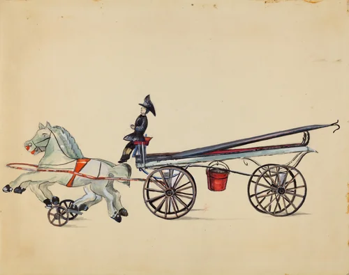 Toy Hook and Ladder, with Two Horses by Mina Lowry, index of american design, 1936