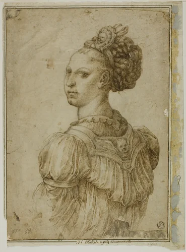 Ideal Bust of a Woman by Bartolomeo Passarotti, drawing, 1549-1592