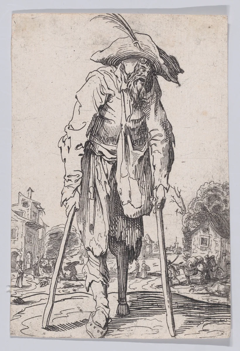 Reverse Copy of Le Mendiant a la Jambe de Bois (The Beggar with the Wooden Leg), from "Les Gueux suite appelée aussi Les Mendiants, Les Baroni, ou Les Barons" (The Beggars, also called the Barons) by anonymous, print, 1625-1700