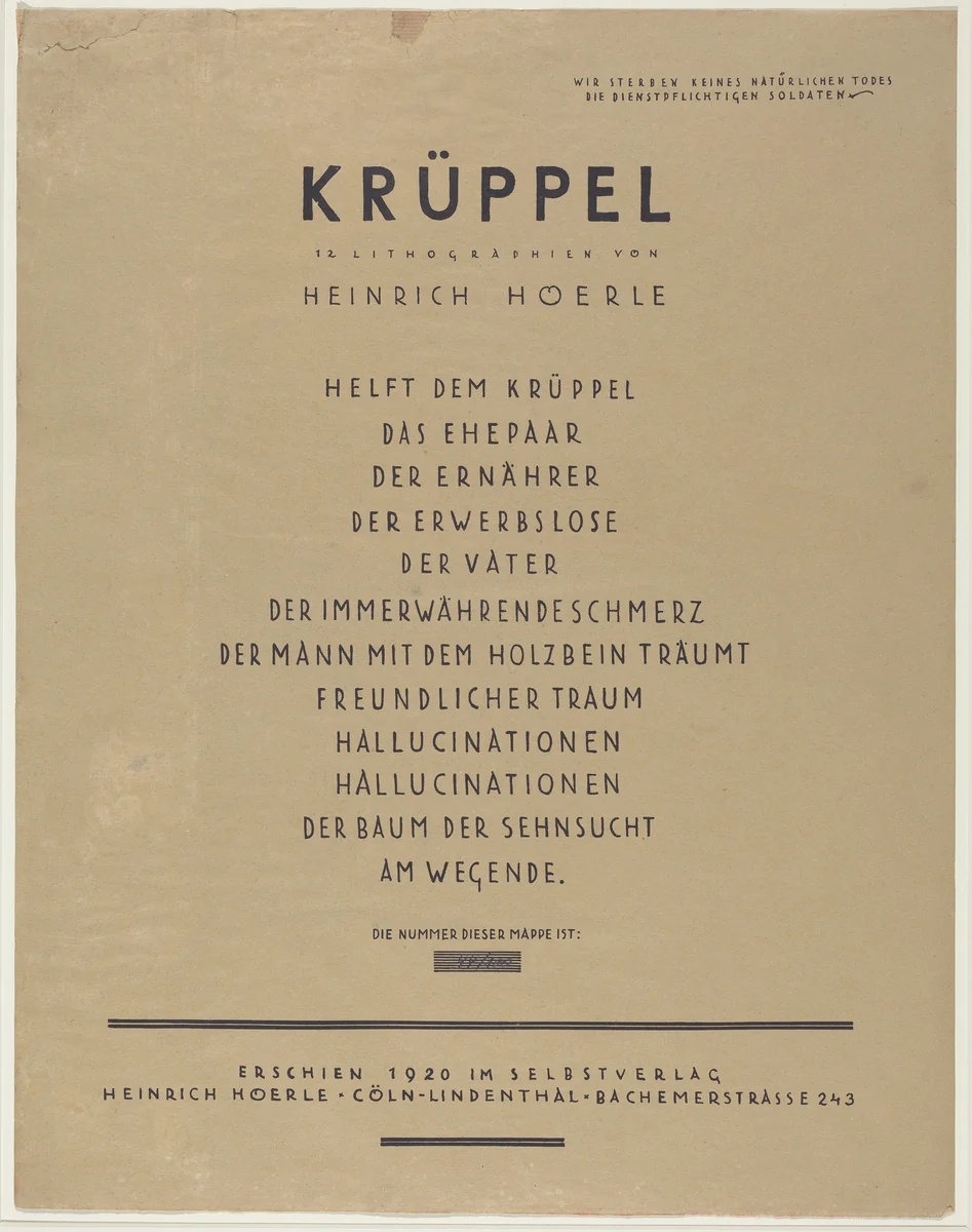 Krüppel (Cripples) by Heinrich Hoerle, portfolio, 1920