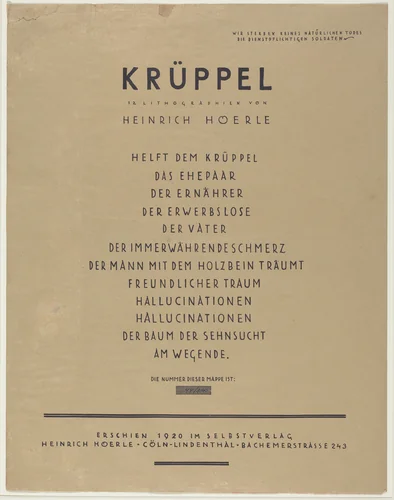 Krüppel (Cripples) by Heinrich Hoerle, portfolio, 1920