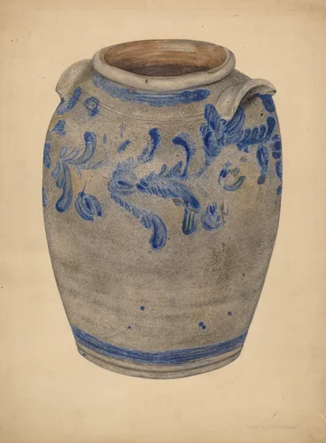 Stoneware Crock by Mary Fitzgerald, index of american design, 1935-1942
