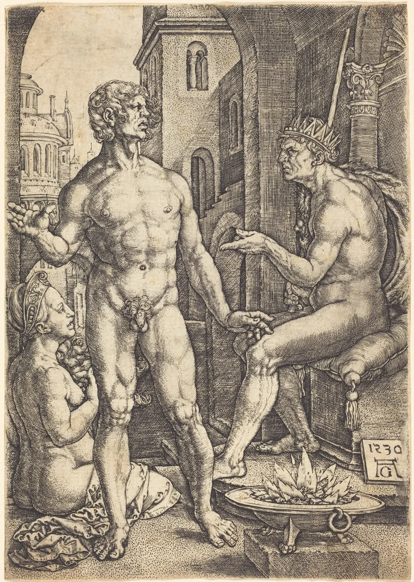 Mucius Scaevola by Heinrich Aldegrever, print, 1502-1561