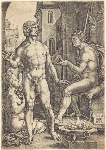 Mucius Scaevola by Heinrich Aldegrever, print, 1502-1561
