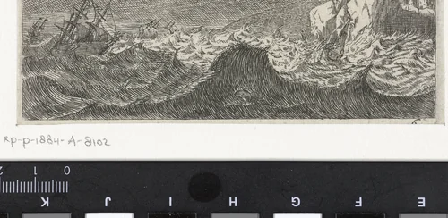 Storm op zee by anonymous, print, 1650-1714