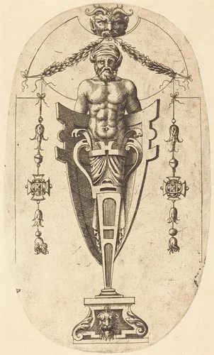 Man in a Niche by Jean Mignon, print, 1523-1603