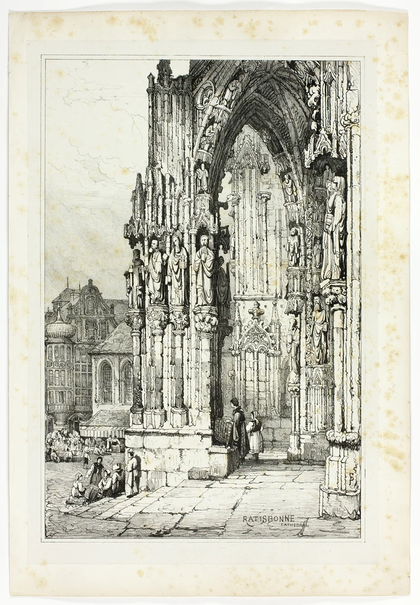 Ratisbonne Cathedral, from Facsimiles of Sketches made in Flanders and Germany by Samuel Prout, print, 1833