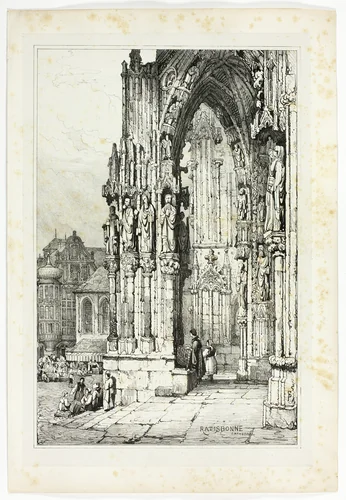 Ratisbonne Cathedral, from Facsimiles of Sketches made in Flanders and Germany by Samuel Prout, print, 1833