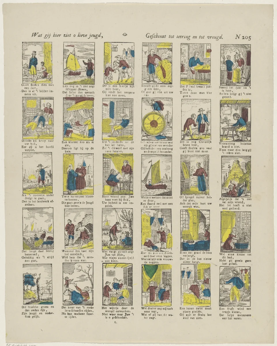 Wat gij hier ziet o lieve jeugd, / Geschiedt tot leering en tot vreugd by Jan Oortman, print, 1833-1856