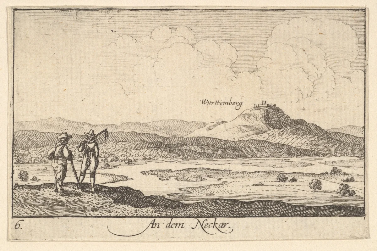 On the Neckar by Wenceslaus Hollar, print, 1635