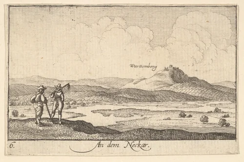 On the Neckar by Wenceslaus Hollar, print, 1635
