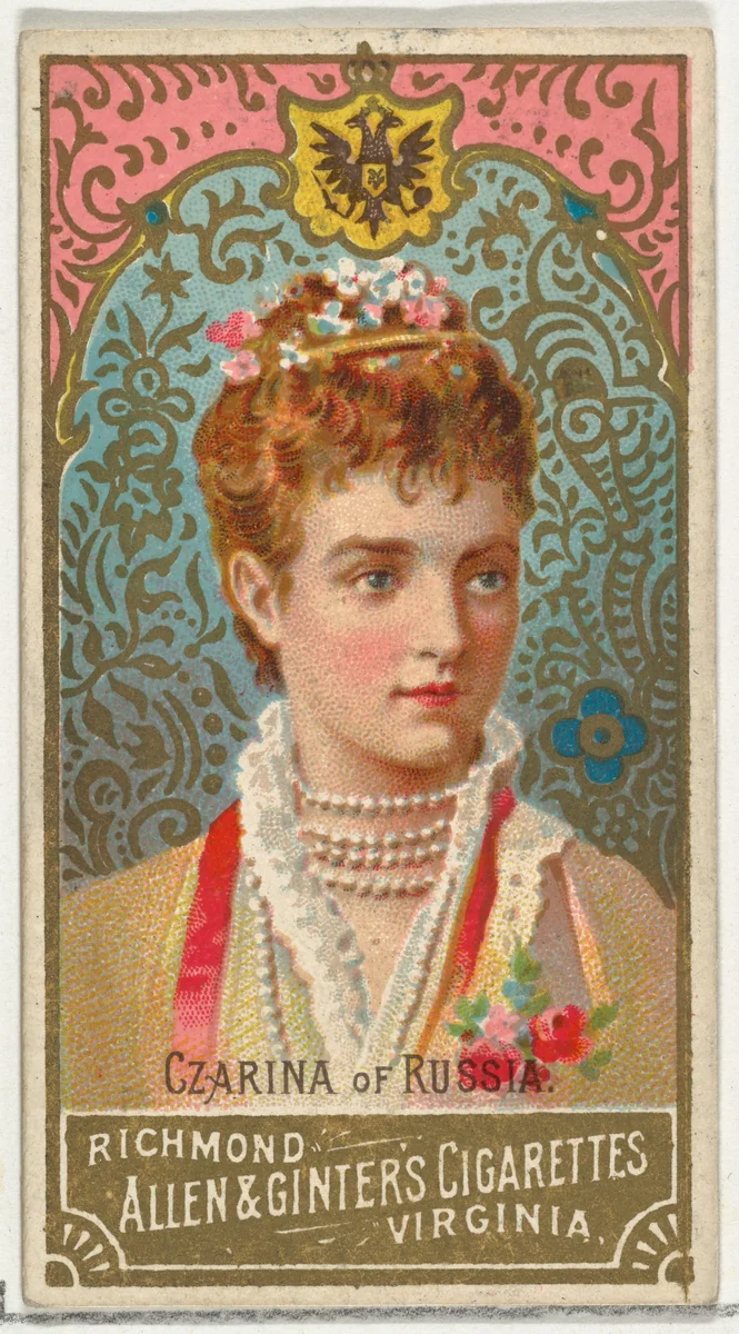Czarina of Russia, from World's Sovereigns series (N34) for Allen & Ginter Cigarettes by Allen & Ginter, print, 1889