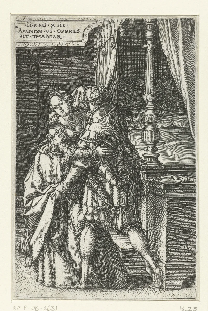 Amnon onteert Tamar by Unknown, print, 1540