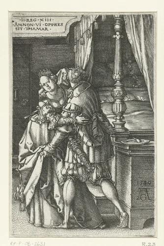Amnon onteert Tamar by Unknown, print, 1540