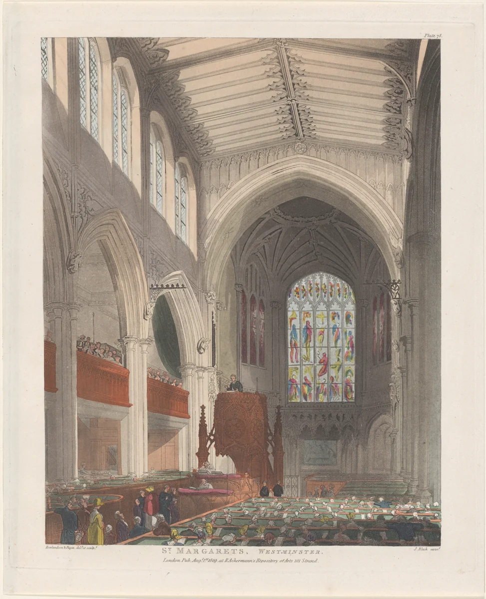St. Margaret's Westminster by Thomas Rowlandson, print, 1809