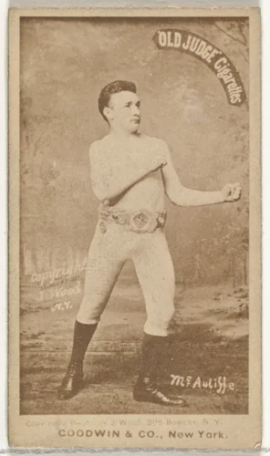 McAuliffe, from the Celebrities and Prizefighters series (N174) for Old Judge Cigarettes by Goodwin & Company, photograph, 1887-1888