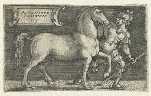 Alexander de Grote met zijn paard Bucephalus by Unknown, print, 1510-1550