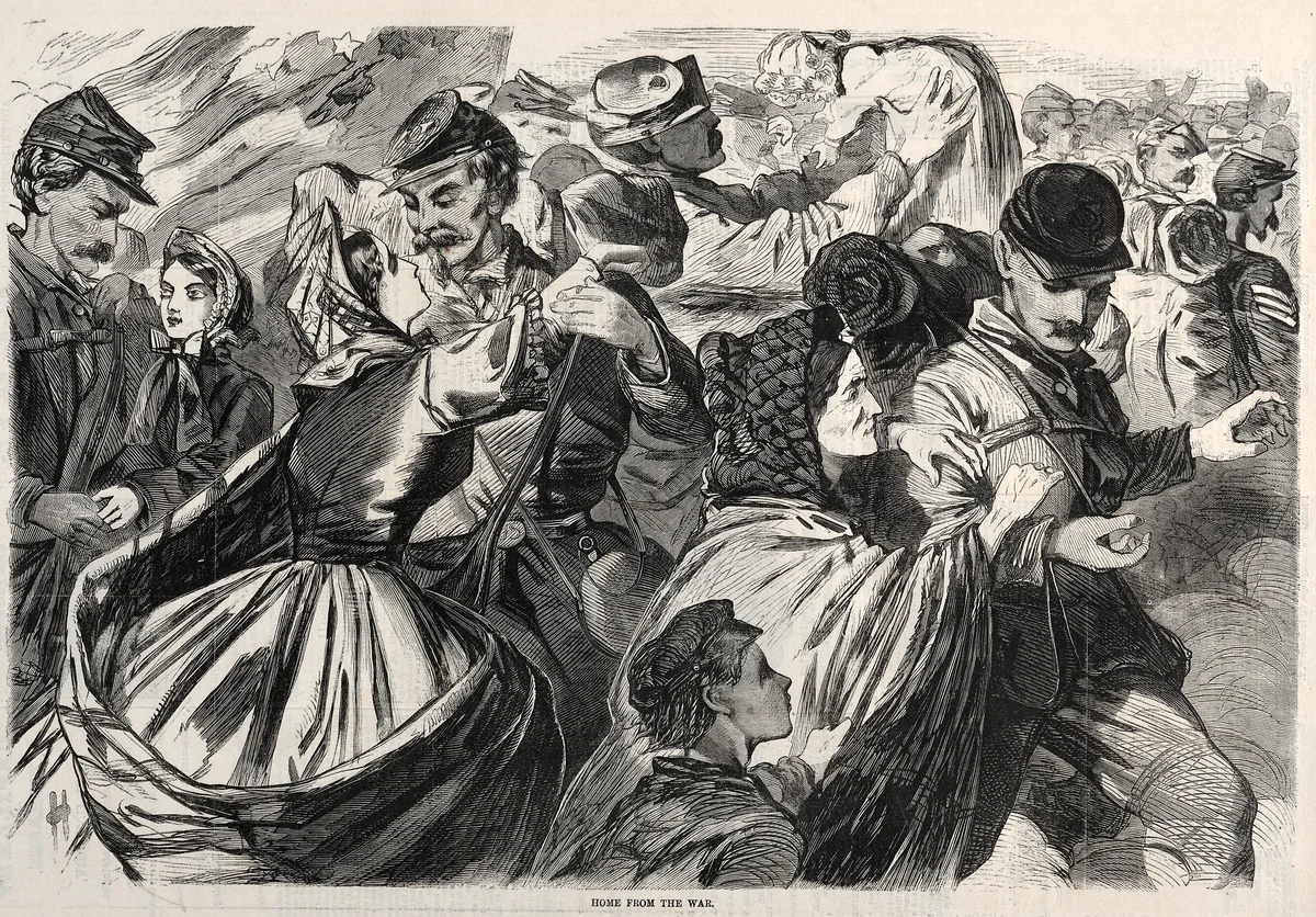 Home from the War by Winslow Homer, print, 1863