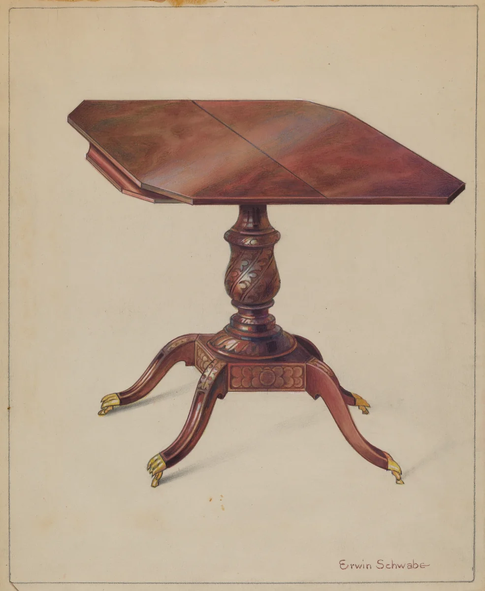 Mahogany Tilt-top Table by Erwin Schwabe, index of american design, 1936