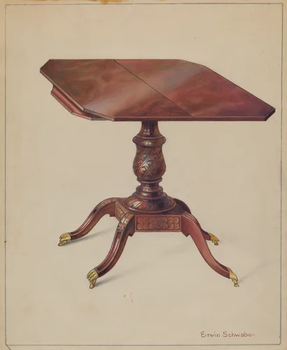 Mahogany Tilt-top Table by Erwin Schwabe, index of american design, 1936