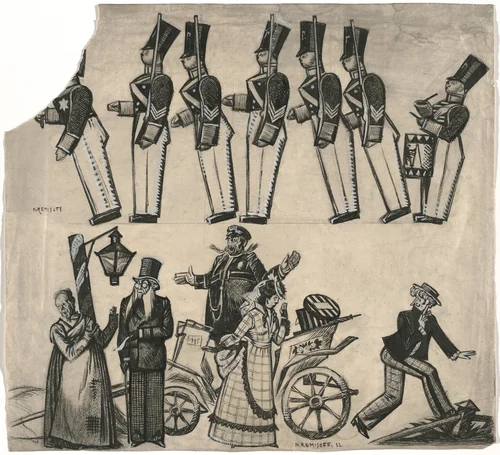 Sketch for tableaux for a Théâtre de la Chauve-Souris production by Nicolas Remisoff, drawing, 1922