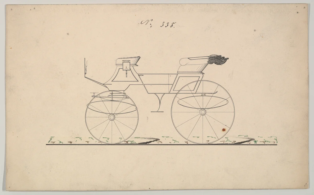 Design for Phaeton, no. 338 by Brewster & Co., drawing, 1850-1874