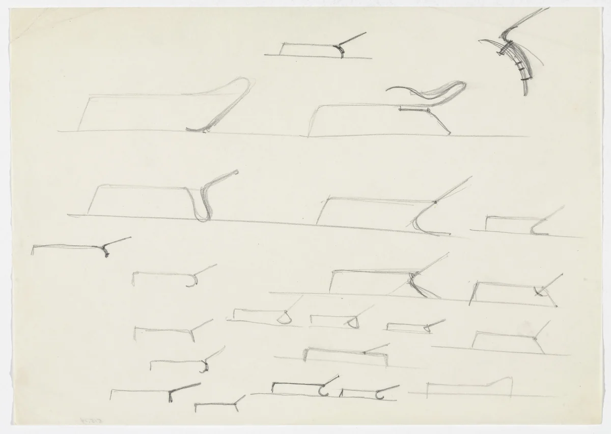 Adjustable Day Bed (Elevation sketches) by Ludwig Mies van der Rohe, mies van der rohe archive, 1926